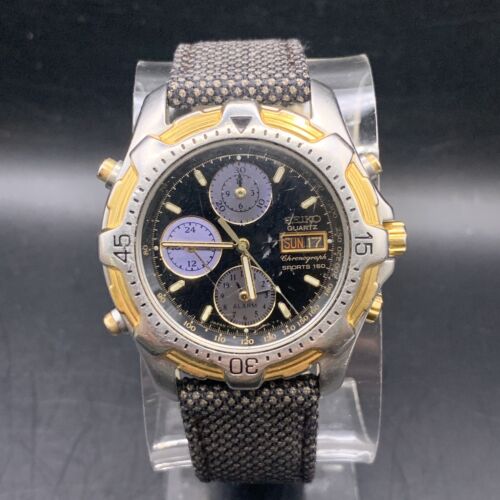 1993 Seiko Chronograph Sports 150 Quartz Day Date Alarm 7T39-6A09