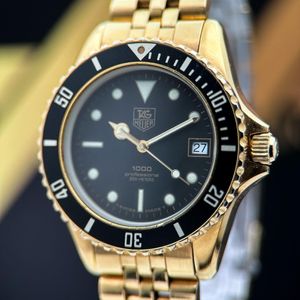 RARE!! HEUER 3000 937.415 Professional Quartz Watch 18K Gold