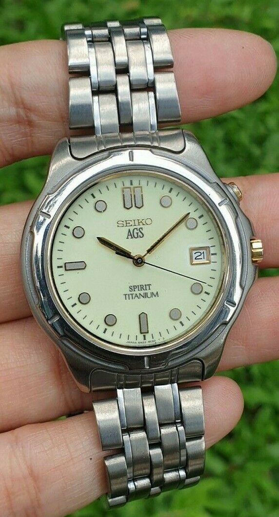 SEIKO AGS SPIRIT KINETIC TITANIUM 5M22-6B50 Mens Vintage Nov