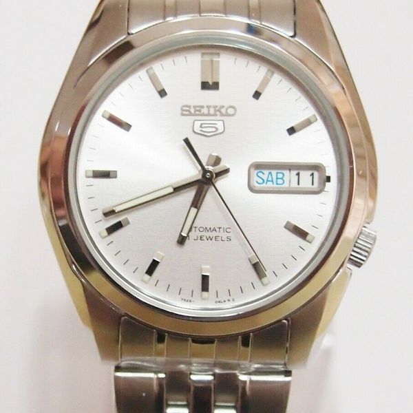 SNK355K1 SEIKO 5 Stainless Steel Band Automatic Men's Silver Watch NIB ...