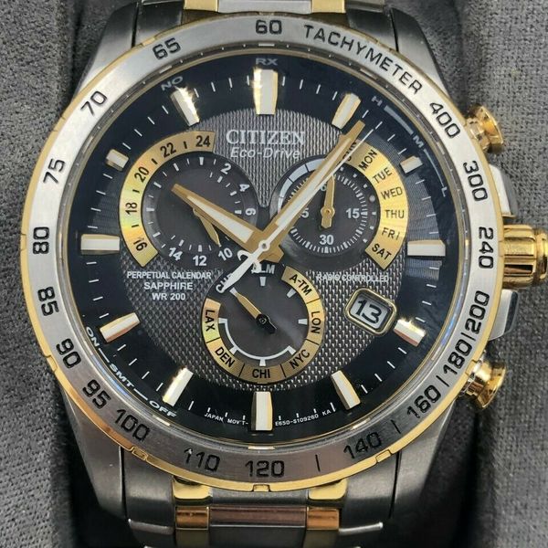 Mens Citizen Perpetual Chronograph Eco Drive E650 S075157 With Box