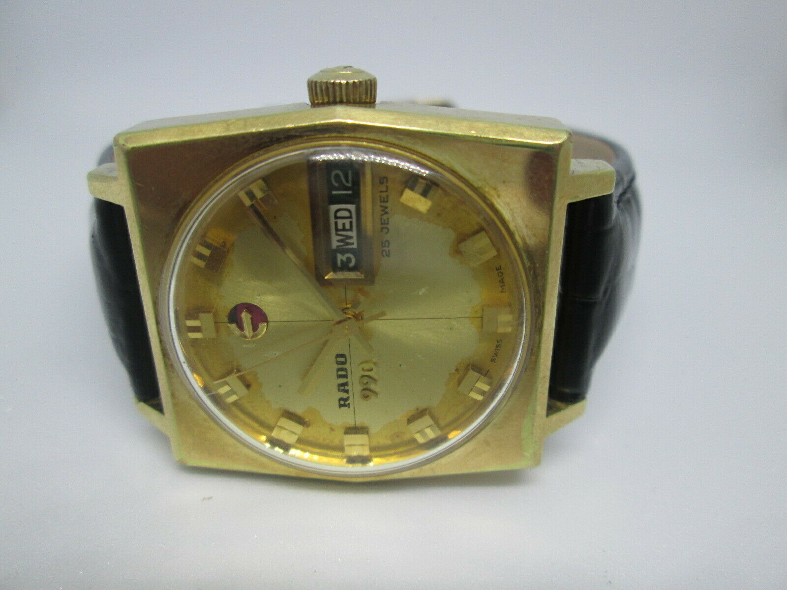 VINTAGE RADO 990 DAYDATE GOLDPLATED AUTOMATIC MENS WATCH 