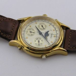 1994 FOSSIL CHRONOGRAPH MOON PHASE WATCH TG-4017 Vintage 1994 Fossil TG-4012 Moon Phase 3ATM Triple Date  main image 2