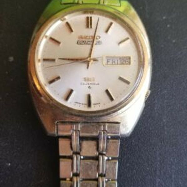 VTG Mens Seiko 5 Actus SS 23J Jewels 61068420 Day Date Watch
