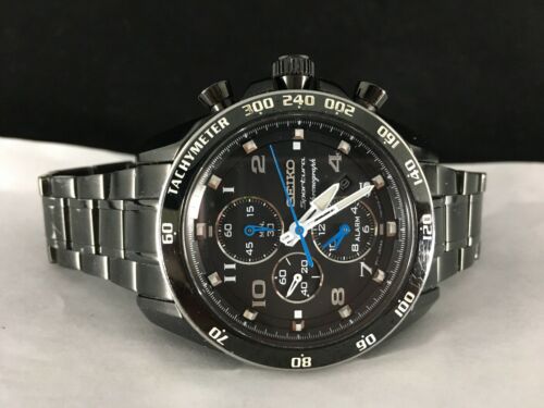 SEIKO Sportura Black Blue Chronograph Men s Watch SNAE77 MSRP