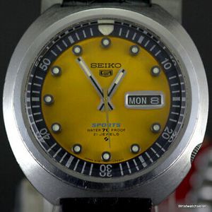 Vintage Seiko 5 Sports Yellow Dial 