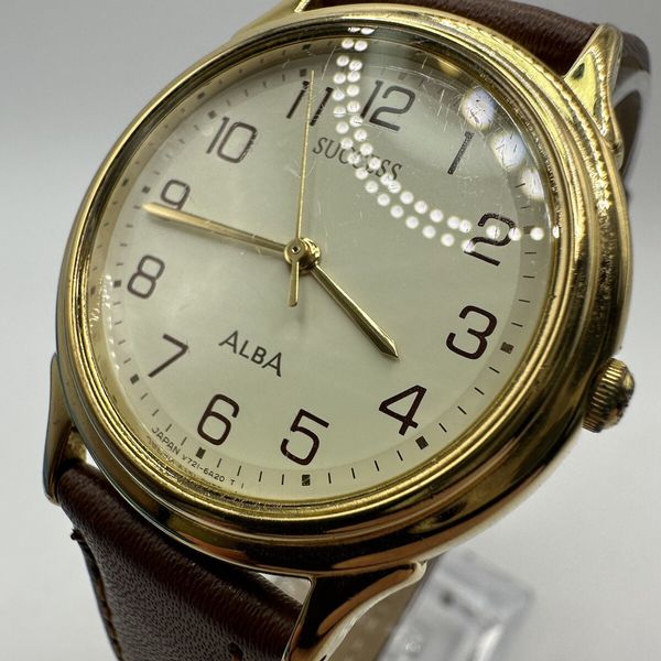Alba Success By Seiko Vintage 32mm Menâ s Dress Watch Japan Gold Tone ...
