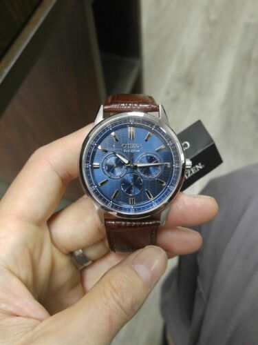 CITIZEN BU2070 12L Corso Eco Drive Chronograph Blue Dial Brown