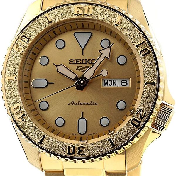 SEIKO 5 Japan GOLD LumiBrite Stainless steel Gold SRPE74-MINT ...
