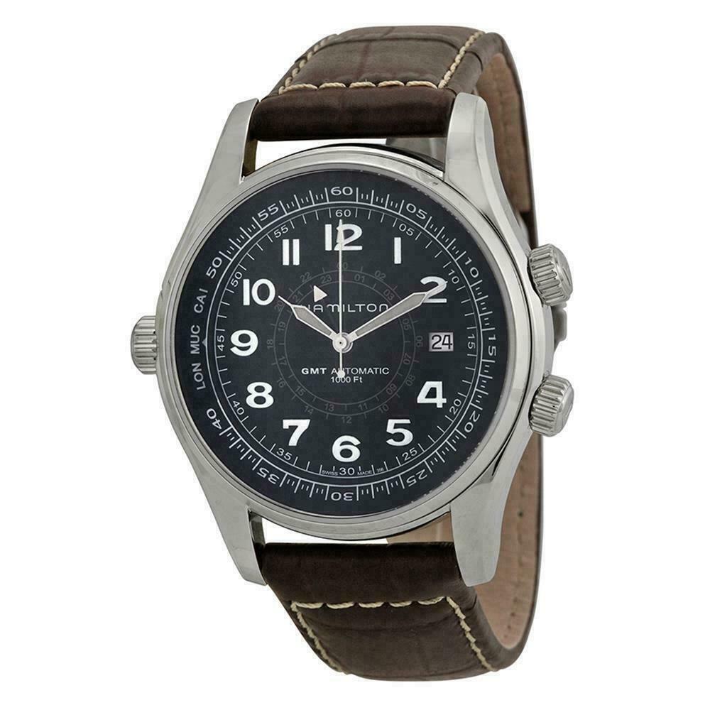 HAMILTON - KHAKI NAVY UTC/GMT - LEATHER BAND - AUTOMATIC - WATCH