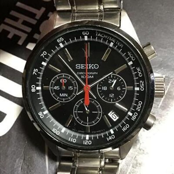 Seiko Men's Watch 6T63-00B0 Quartz Chronograph Black Dial shops Stainless Steel 41mm