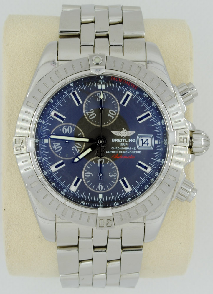 FS Mint Breitling A13358 Chrono Galactic Cockpit Blue Dial Bracelet 40mm WatchCharts Marketplace