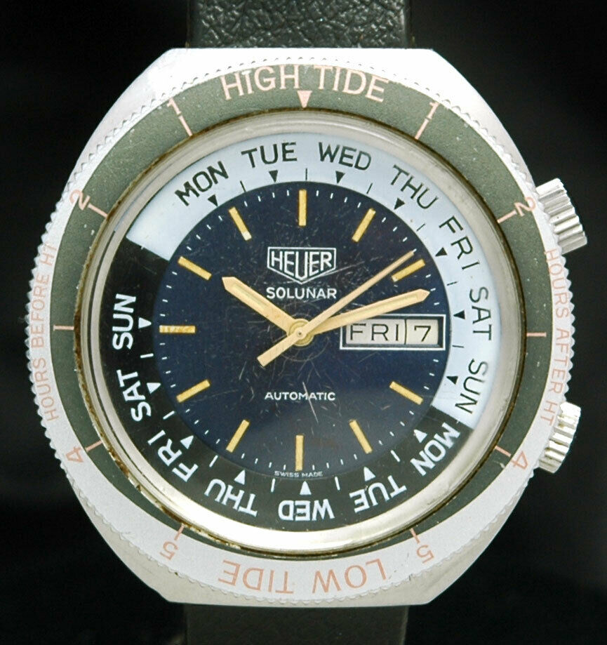 Heuer Solunar Vintage Tidal Watch 279.603 RARE PAPERS - Shuck the Oyster  Vintage Watches