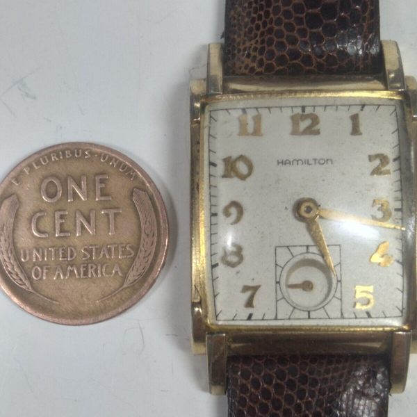 Working Vintage 1948 Hamilton 982 14k Goldfilled Mens Tank Watch