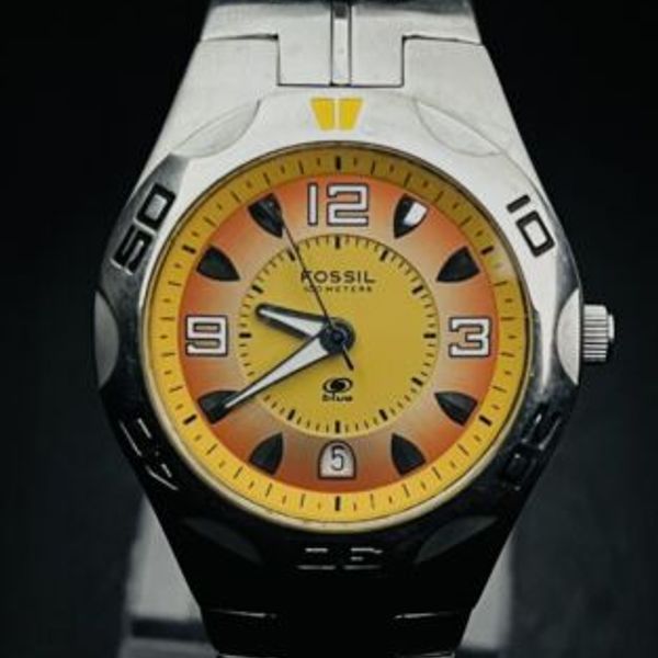 FOSSIL 腕時計 Fossil Blue AM-3733 Divers Orange Dial Analog Quartz Men's