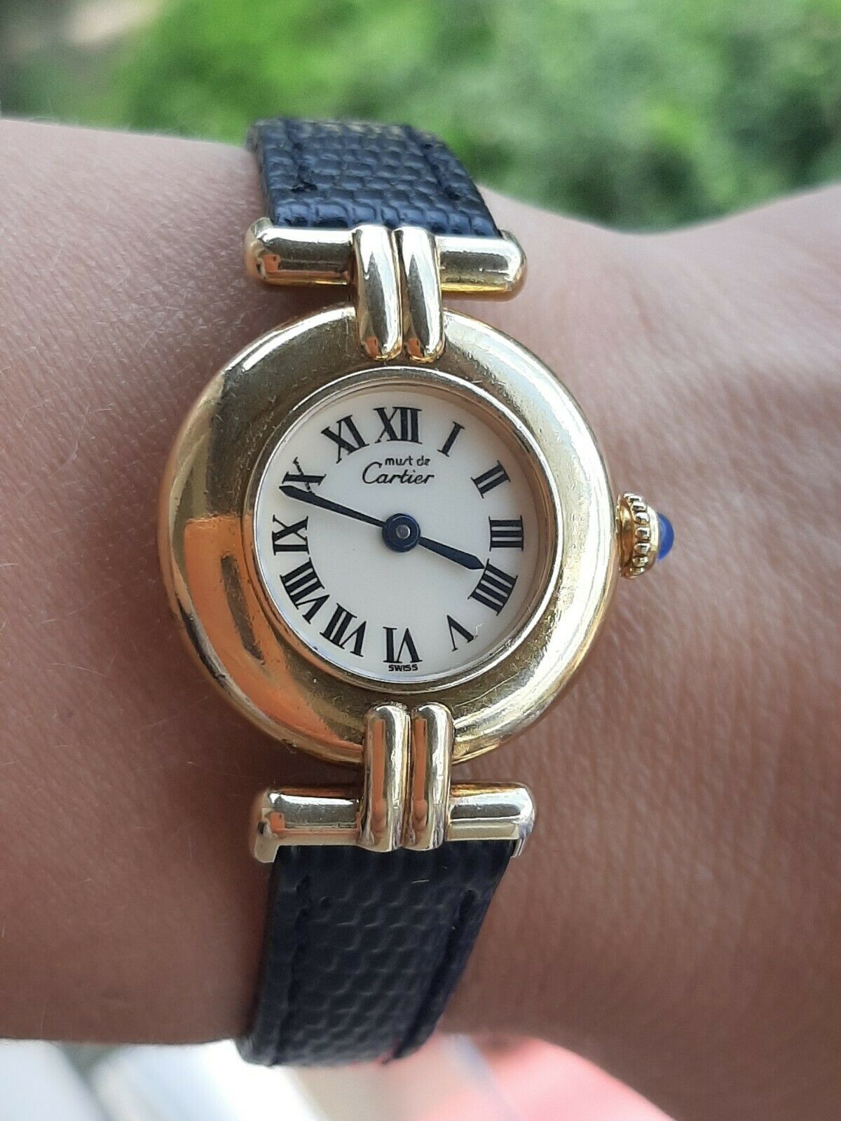 CARTIER WATCH VERMEIL 590002 MUST DE ARGENT PLAQUE OR G 20M LADY