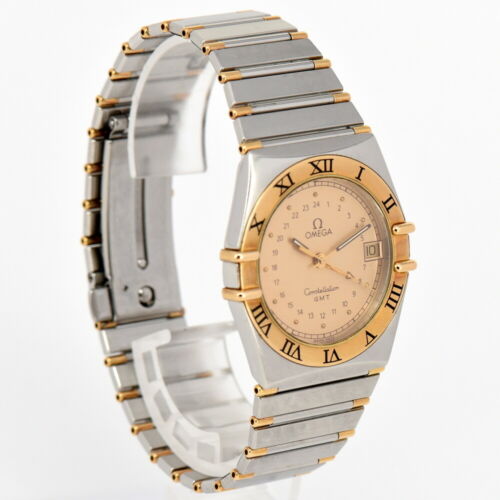 Auth Omega Constellation GMT 18K/Stainless Steel Date Quartz