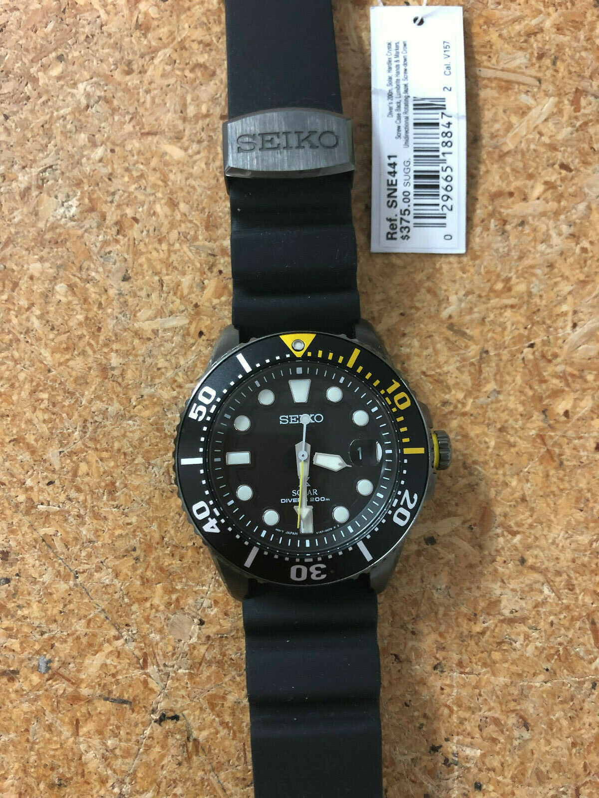 seiko prospex divers solar mens black silicone watch sne441