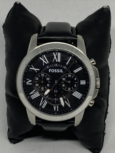 Fossil Grant FS4812 Men's Black Leather Analog Dial Quartz Genuine