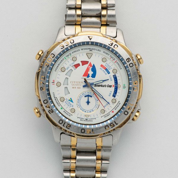 1992 Citizen Quartz WR100 America's Cup Yacht Men's Multi-Function
