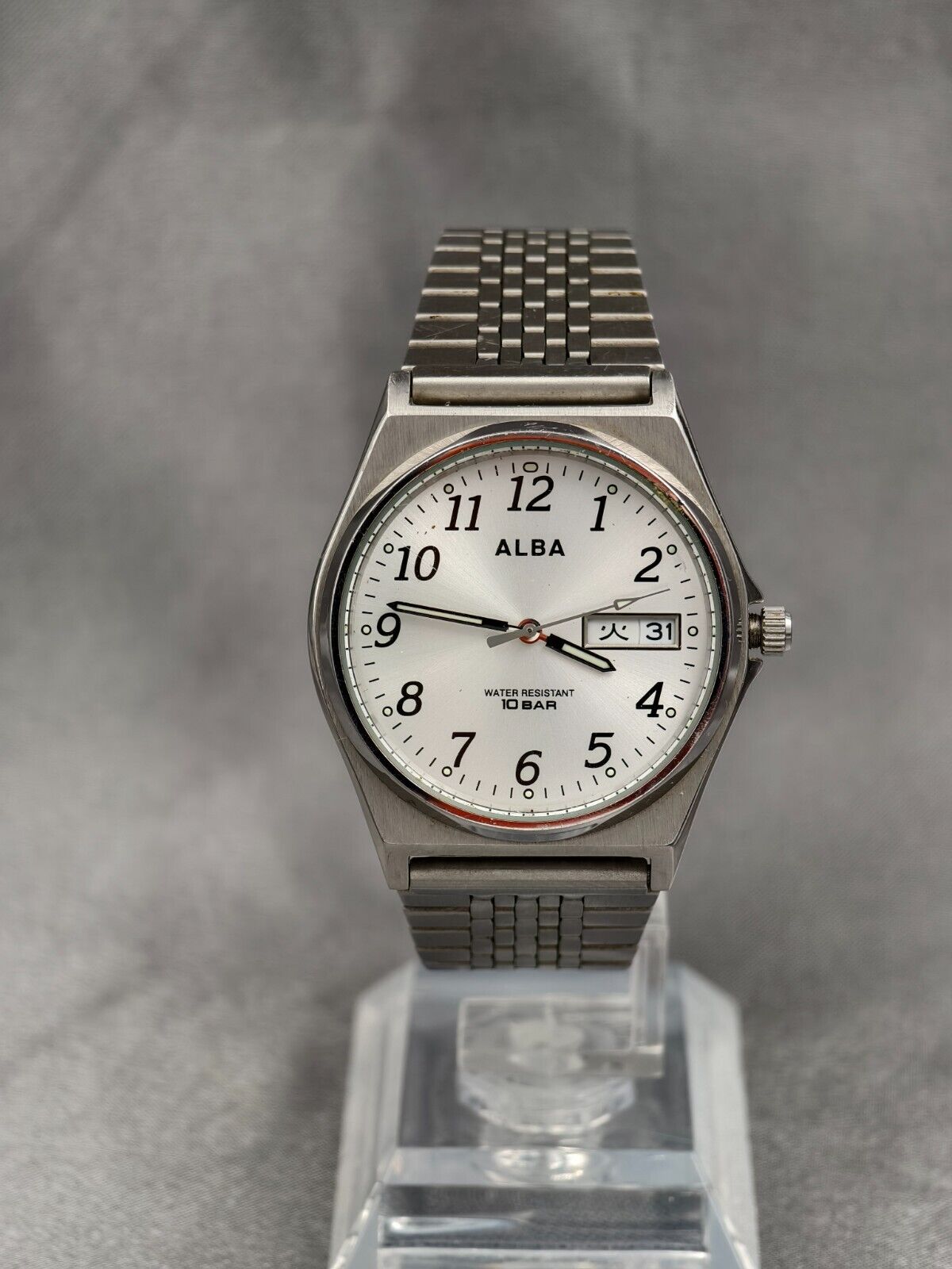 Rare Seiko Alba 7n43-k001 Silver Tone Mens Quartz Watch, Kanji JDM 