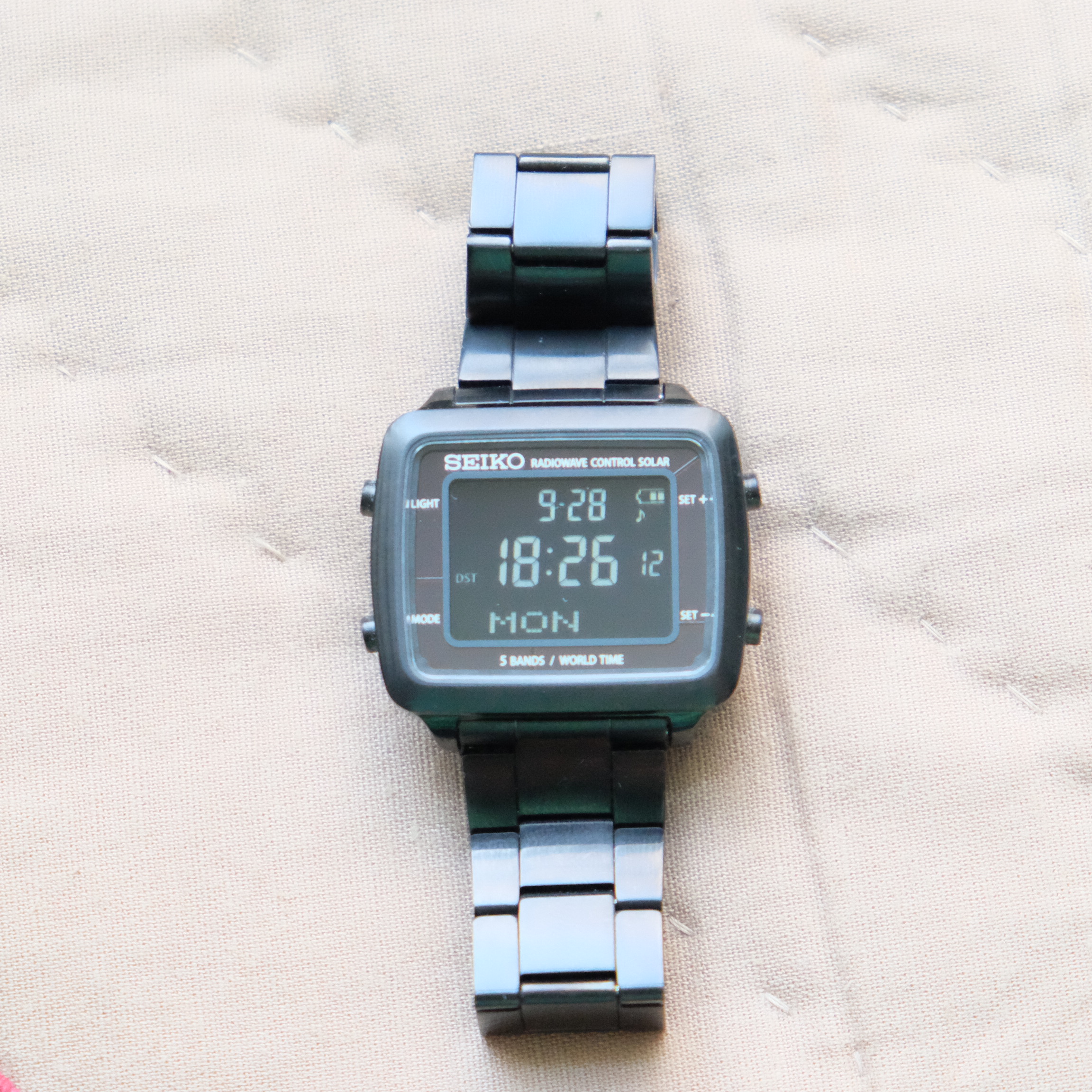Seiko Spirit S760-0AA0 Digital Solar Watch Stainless Steel Band