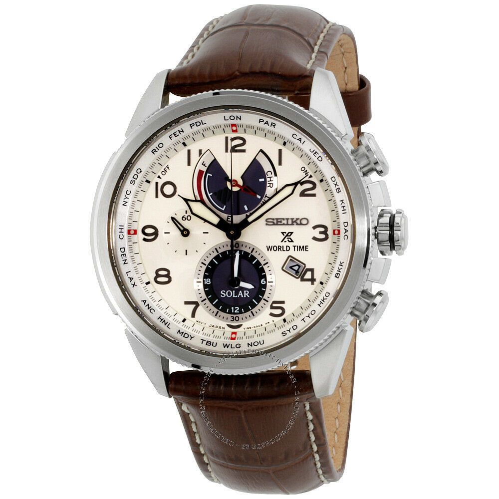 seiko solar chronograph leather strap