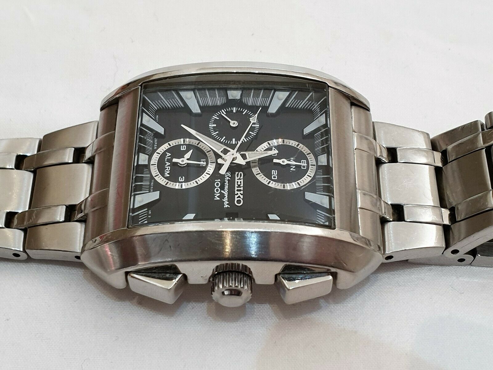 SEIKO 7T62-0GK0 クロノグラフ 100M QZ セイコー ホワイト Yahoo!オークション - 1円 稼働 良品【セイコー】クロノグラフ