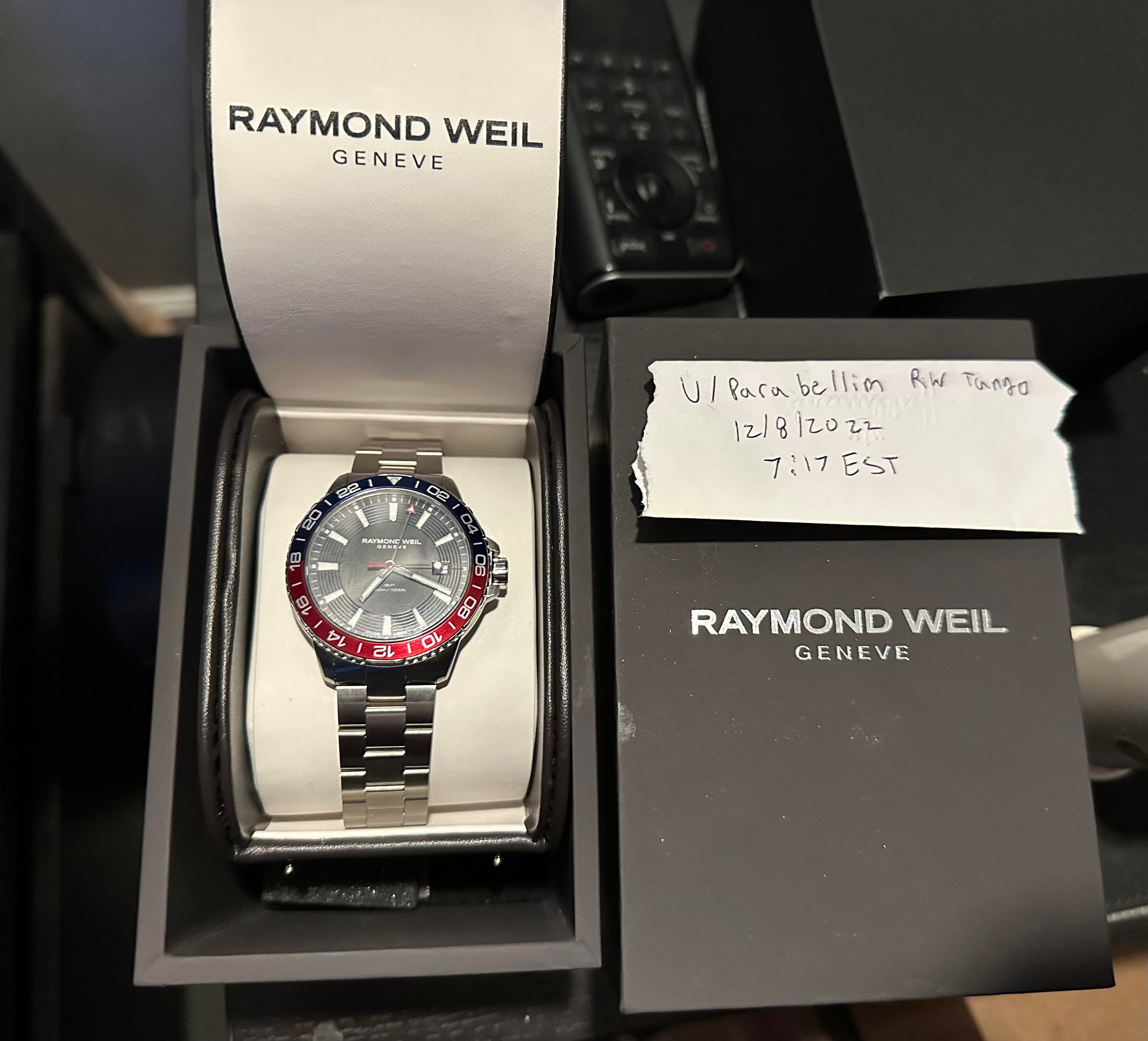 WTS Raymond Weil Tango GMT Pepsi dial quartz movement 300m WR