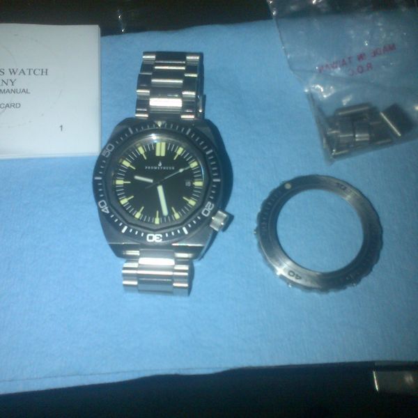 Prometheus Manta Ray Black Dial 1001M diver w/interchangable bezels ...