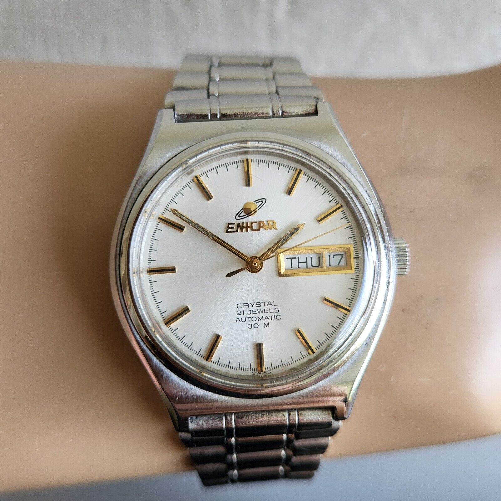 Vintage ENICAR Ocean Pearl Men's automatic watch day/date 2158.50