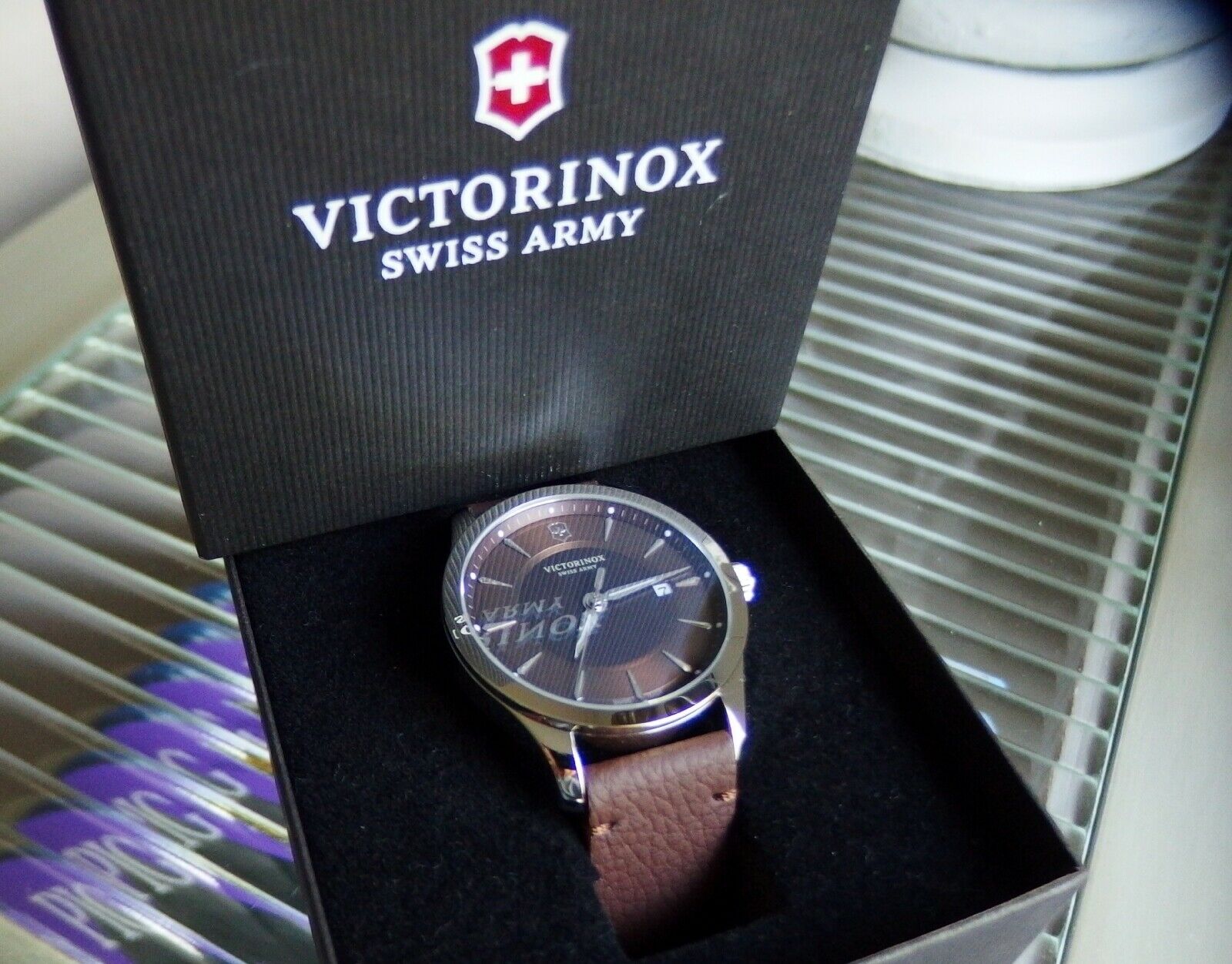 51⚽️！ Victorinox Swiss Army Alliance Men's Watch Date Brown Dial Leather