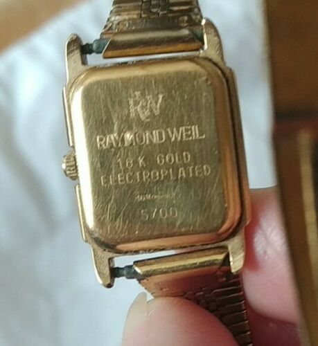 Raymond Weil 18k Gold Electroplated Watch 34mm Leather Strap
