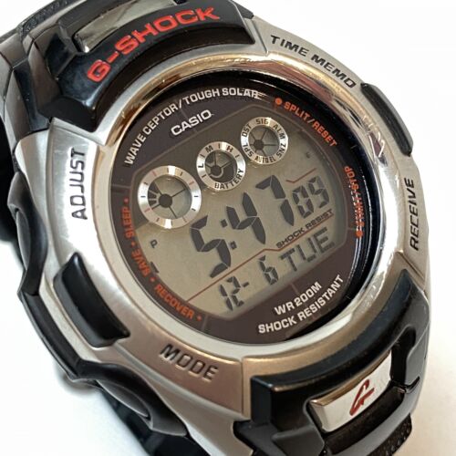 Casio Men's Solar Atomic Digital Black and Silver G-Shock Watch GWM500A-1 