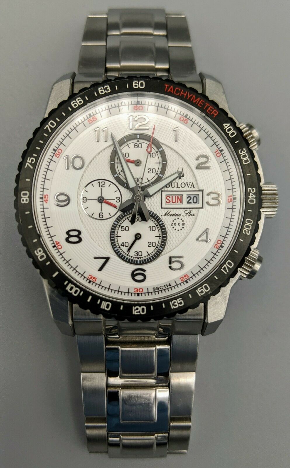 Bulova Marine Star Chronograph Watch White Dial 98C114 Men s WatchCharts