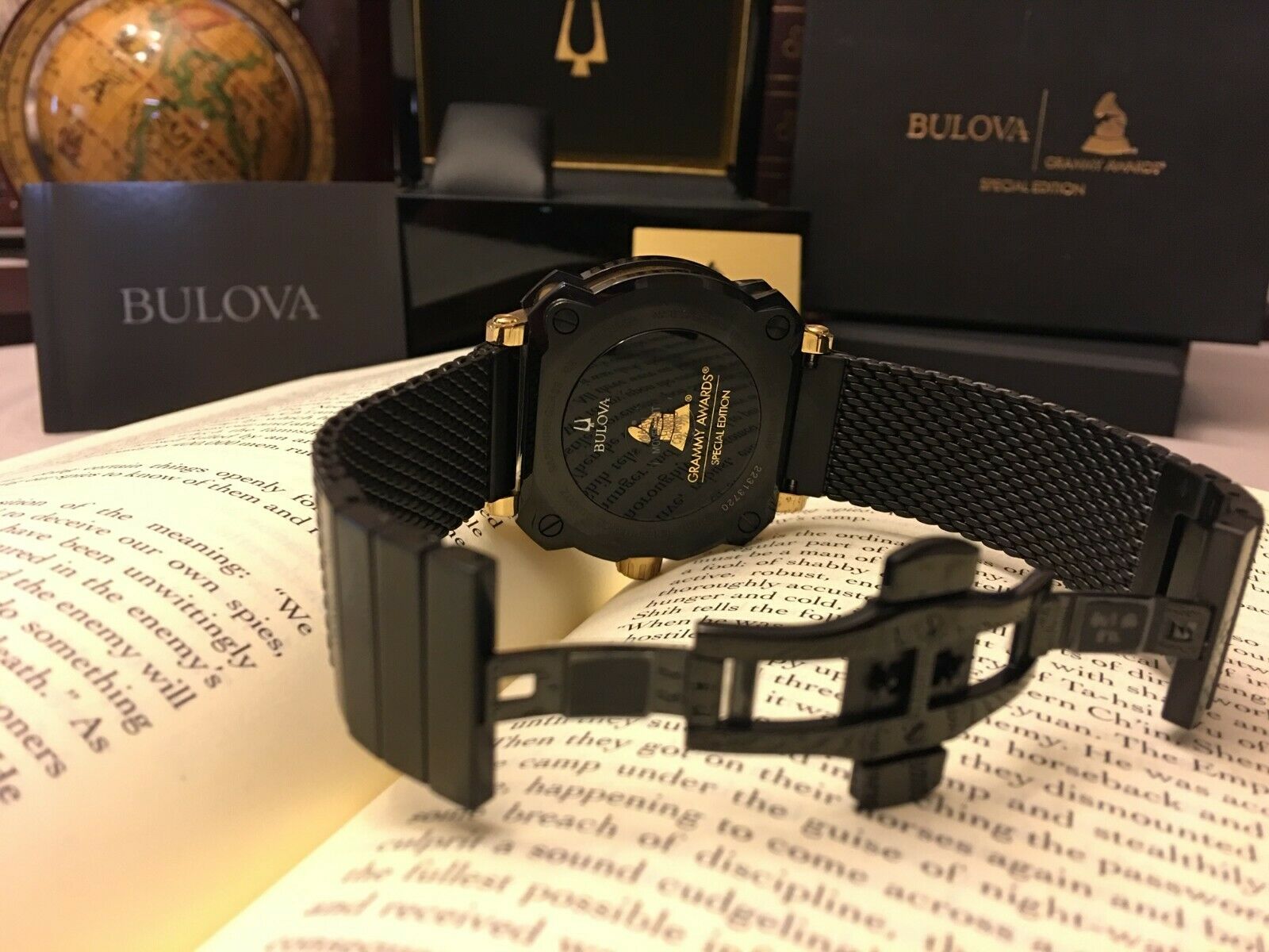 Bulova Black Special Grammy Edition 44mm 98B303 Mesh Bracelet Mens