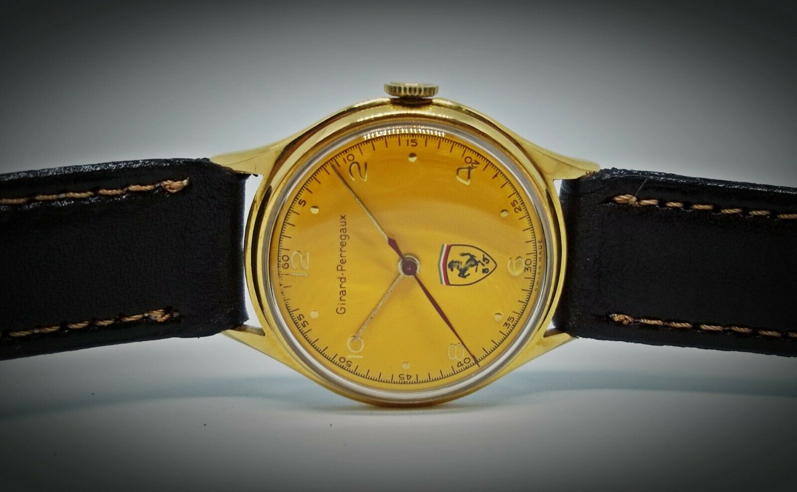 GIRARD PERREGAUX YELLOW FERRARI DIAL VINTAGE MEN SWISS WATCH GOLD