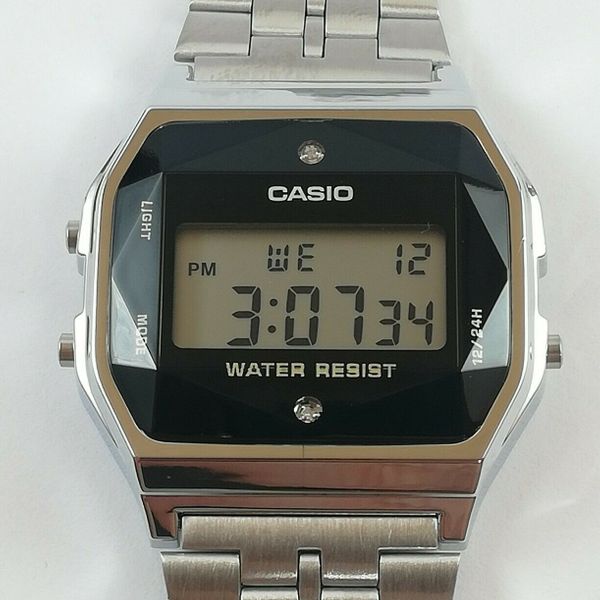 CASIO A159WAD-1DF (593) Retro Silver Steel Digital Quartz Japan
