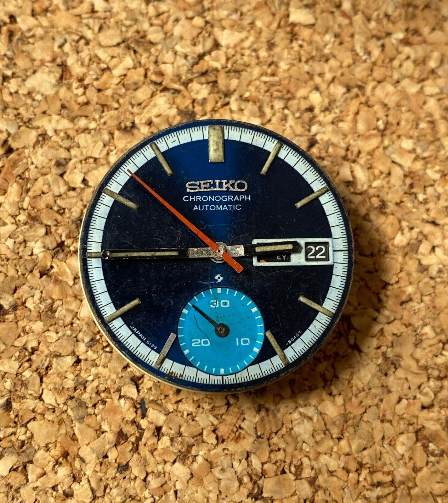 Vintage Seiko 6139-8020 Chronograph Automatic Men's Watch Blue
