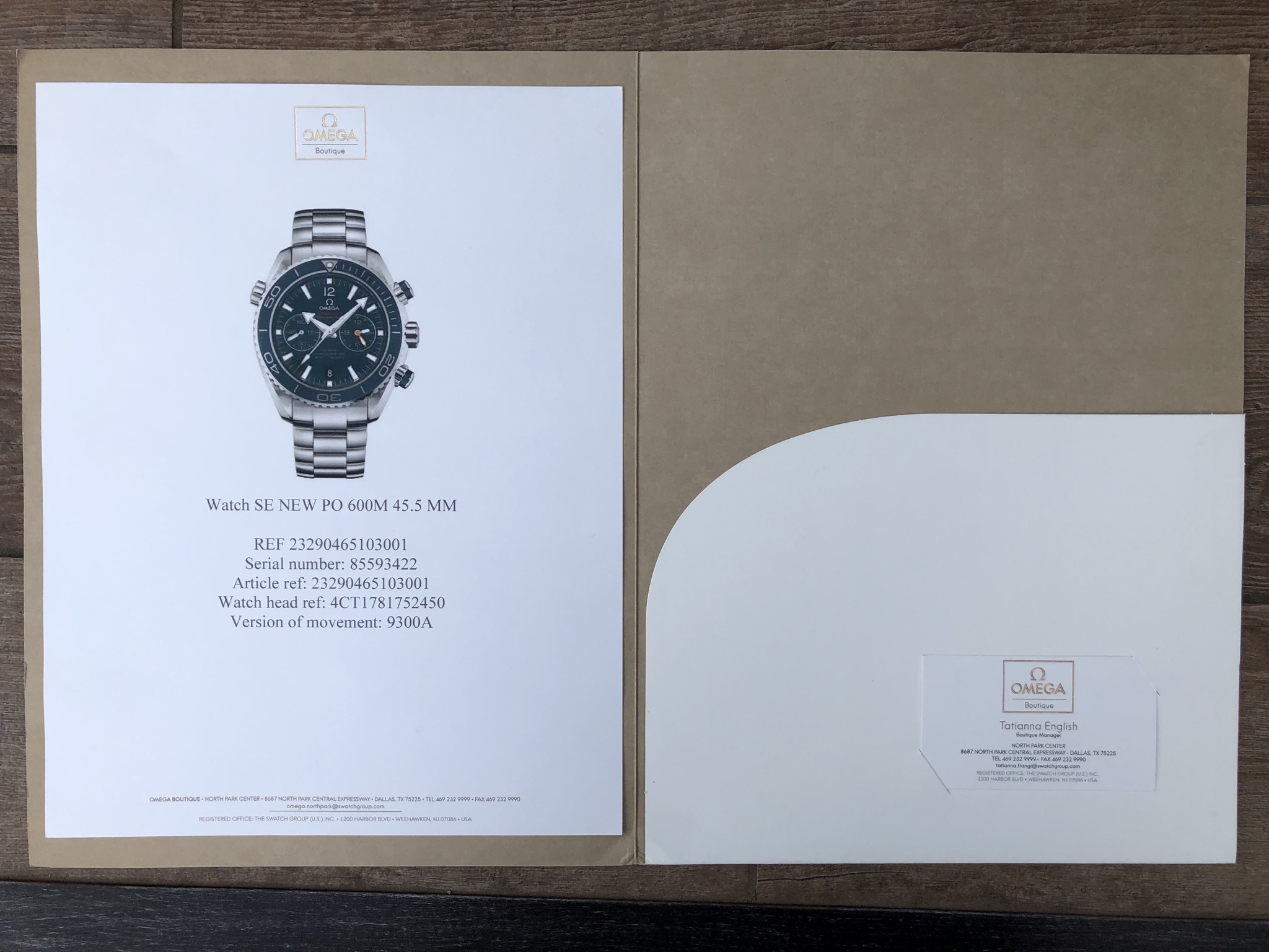 Omega Planet Ocean Blue Titanium Co Axial 232.90.46.51.03.001