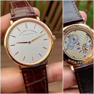 Mens A. Lange & Sohne Glashutte 1/SA Watch Blue Hands Silver Face