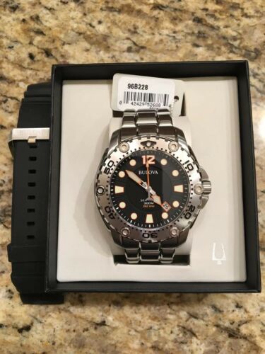 New Bulova 96B228 Sea King UHF Rubber Strap Men's Watch W/ 98B244