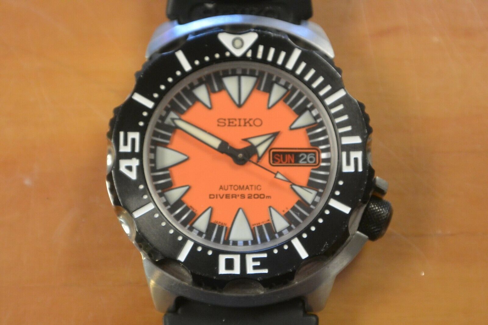 Seiko 4R36-01J0 Orange Monster Shark Tooth Automatic Authentic Men's Diver,  42mm | WatchCharts