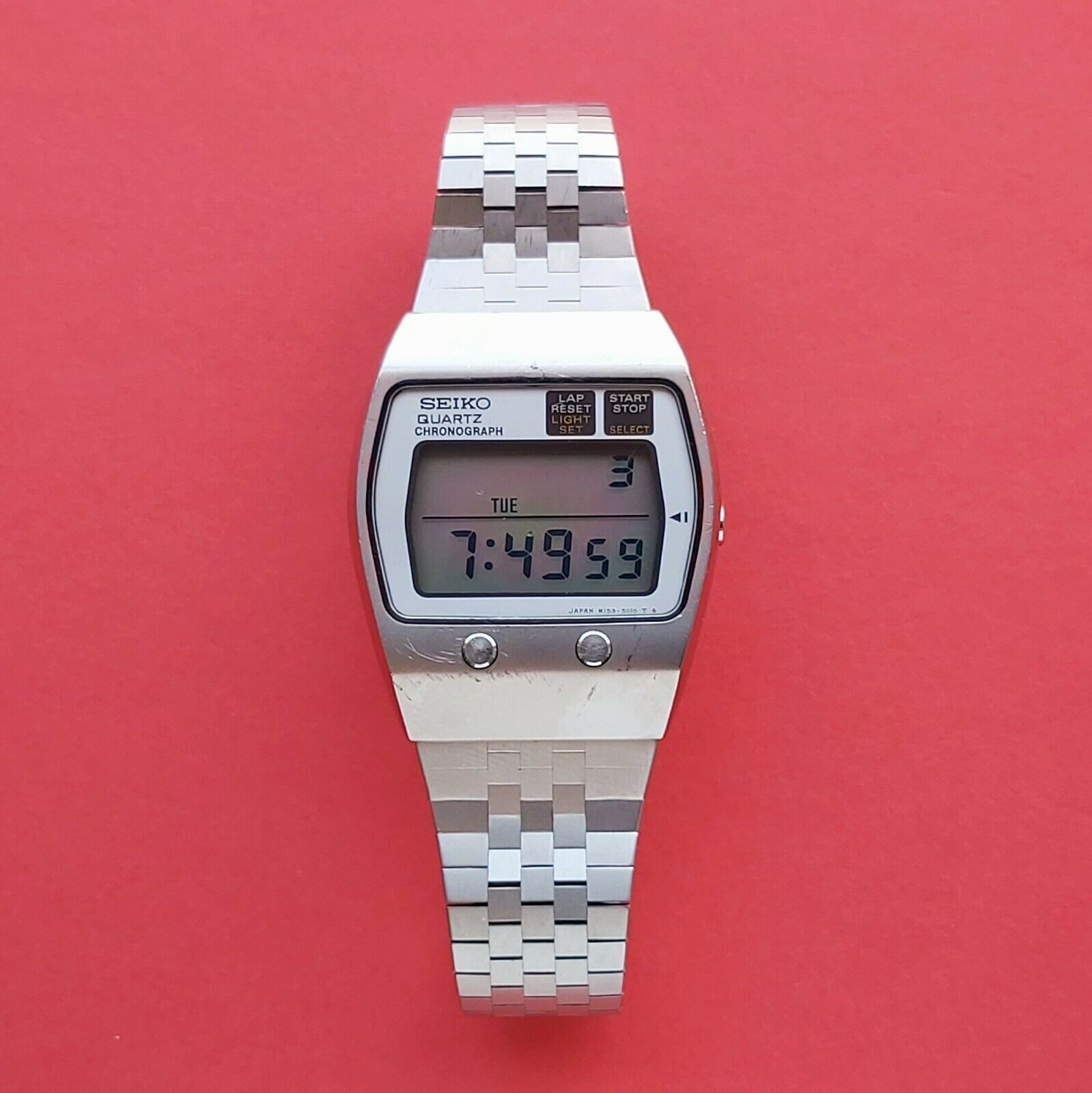 Seiko Quartz Chronograph aka Steve Jobs digital Watch M159-5010 Vintage  mens | WatchCharts