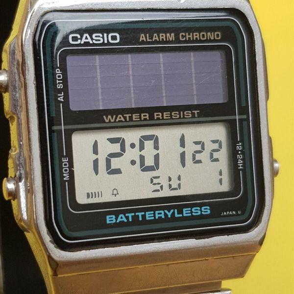 vintage casio batteryless 2505 al-180 solar charging japan