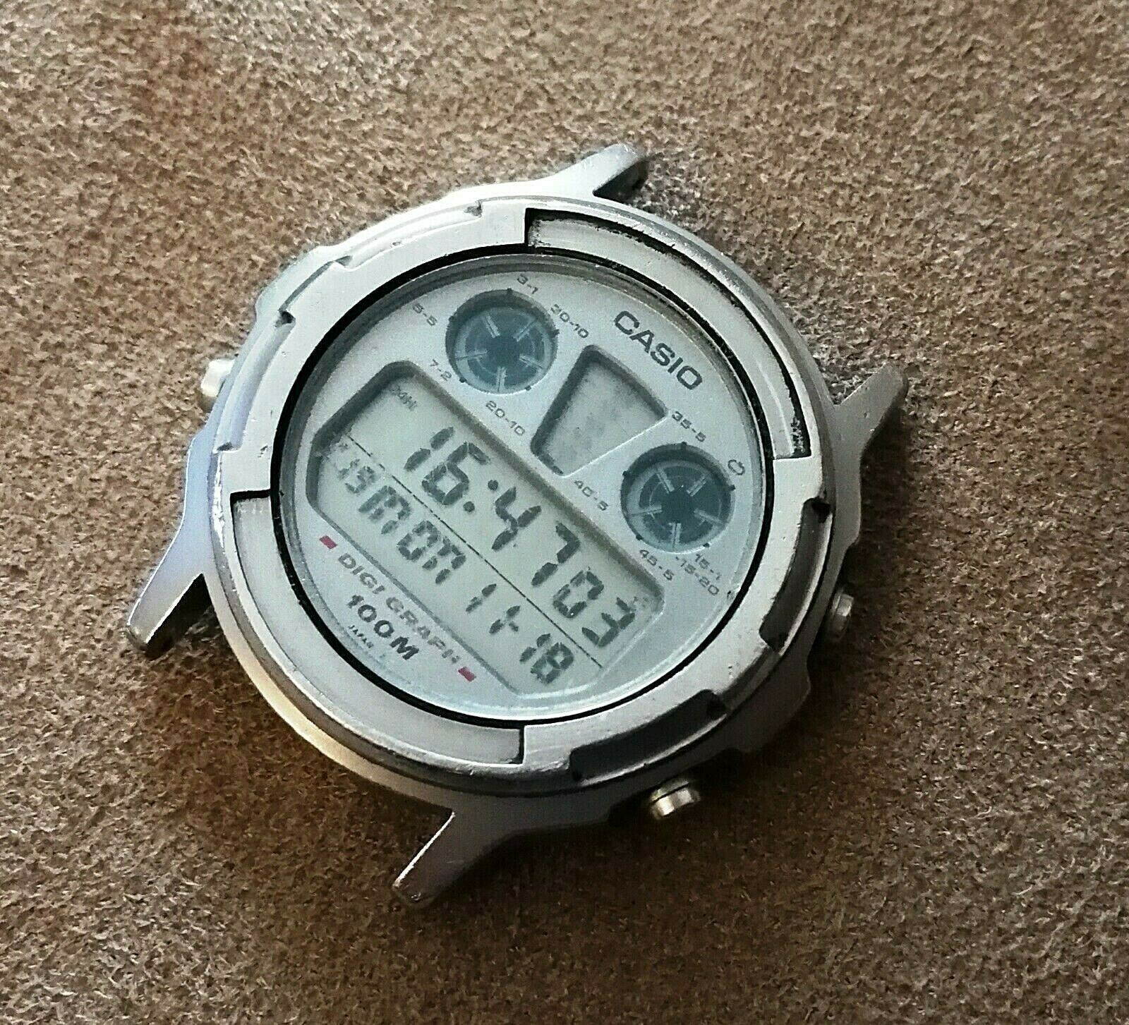 vintage casio dgw-300 digi graph stainless steel case lcd