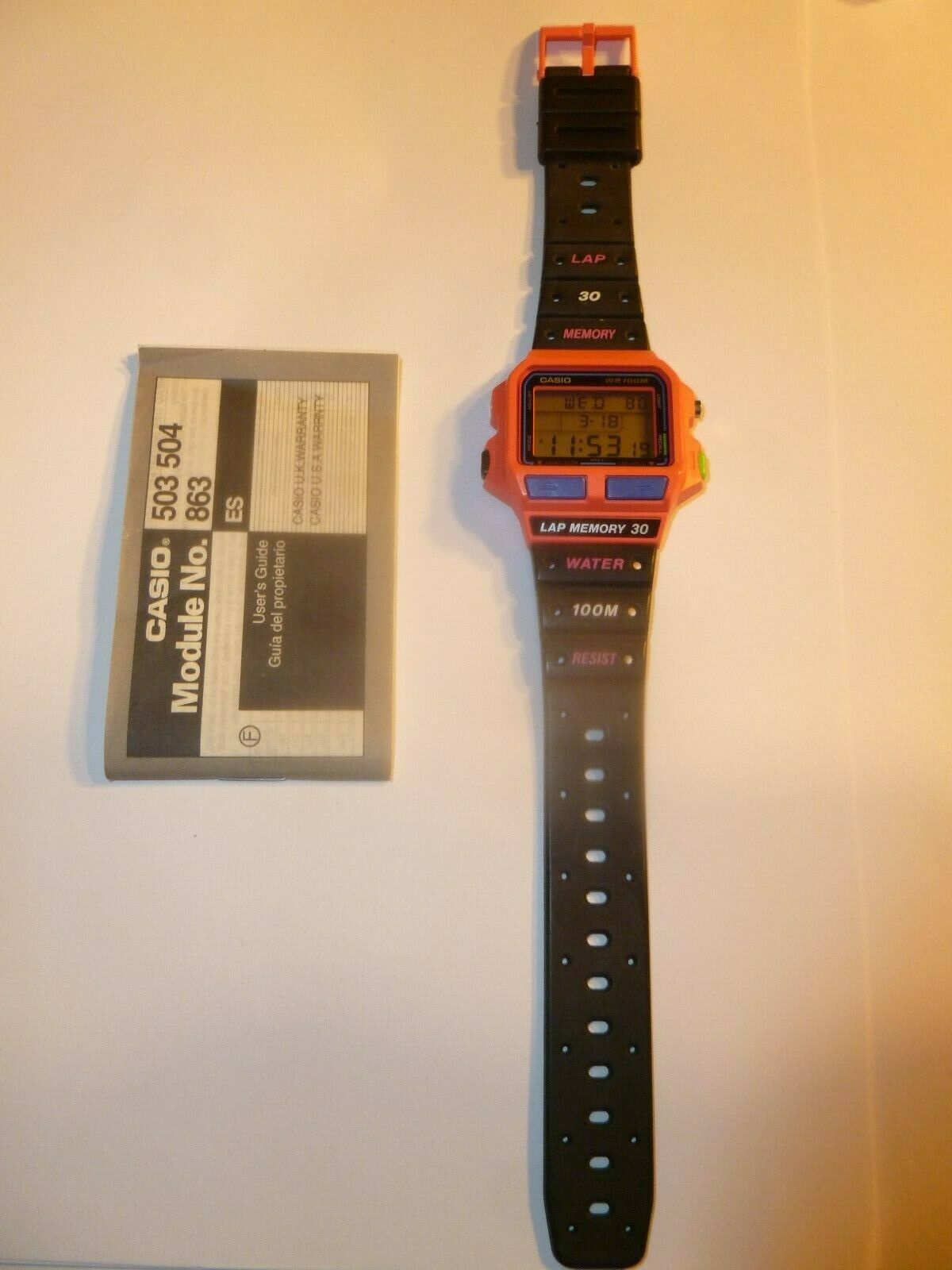 Casio SDB-500W Vintage 30-Lap Memory Watch - Module 863 New With 
