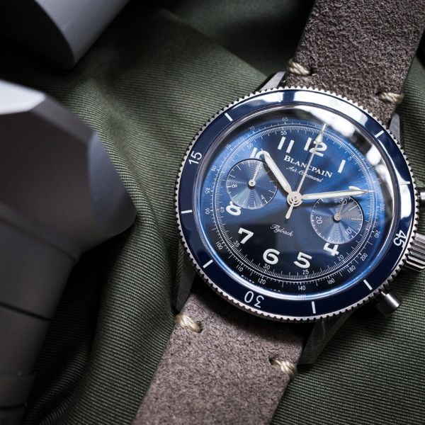 Blancpain Air Command Flyback Chronograph 42.5mm Blue Dial In Titanium ...