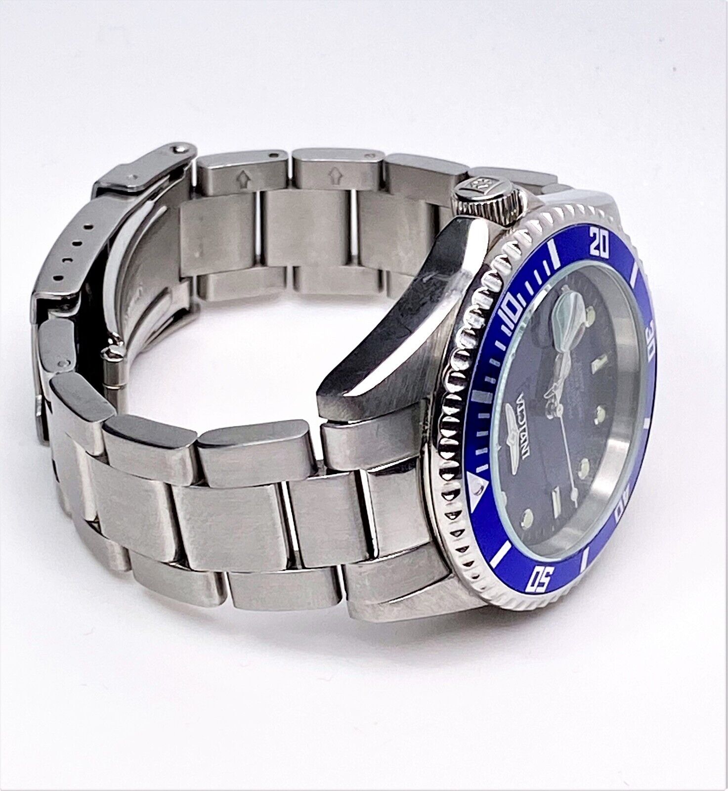 INVICTA PRO DIVER 9204OB SILVER TONE BLUE DIAL LUMINOUS DATE 20ATM