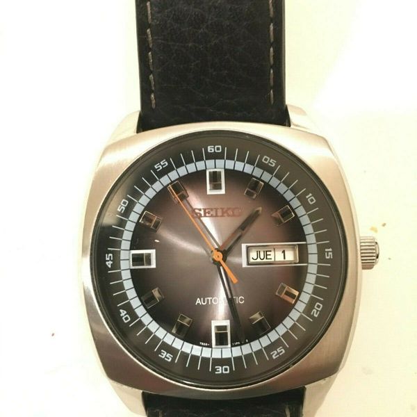 Authentic Seiko Men's Recraft Series Automatic Black Leather Watch